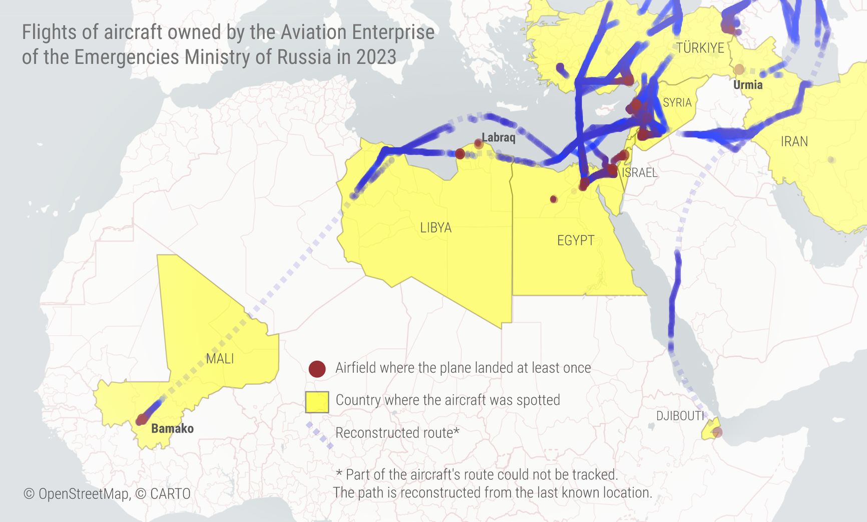 Russian Ministry of Emergency Situations aircraft in Syria and Africa